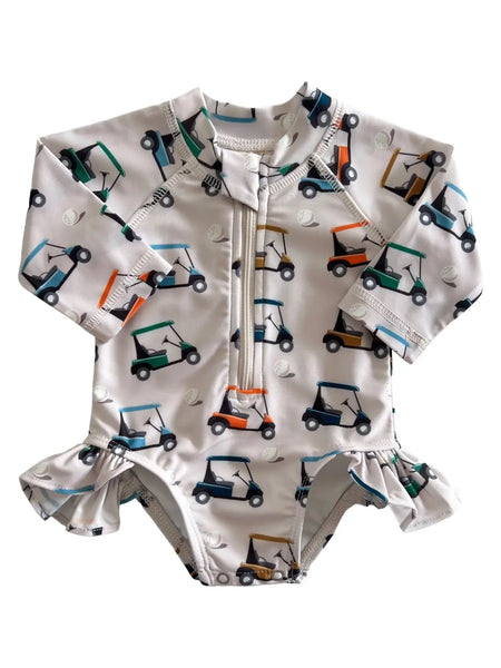 Skipper Rashguard Swimsuit | White Golf Cart - PREORDER