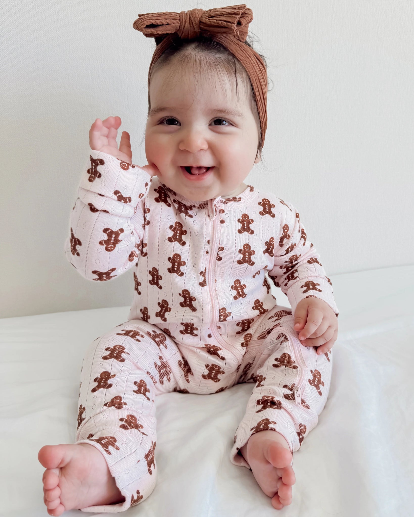 Organic Pointelle Zip Romper | Blush Gingerbread - PREORDER