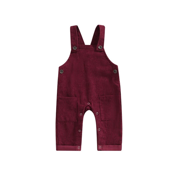 Little Man Solid Corduroy Pants Overalls (4 Colors) - PREORDER