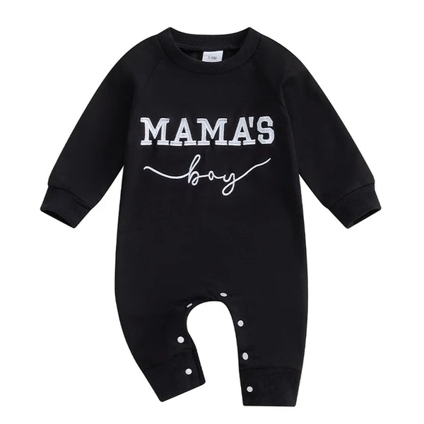 Mamas Boy Embroidered Rompers (3 Colors) - PREORDER