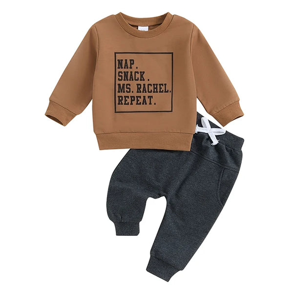 Nap. Snack. Ms Rachel. Jogger Outfits (3 Colors) - PREORDER