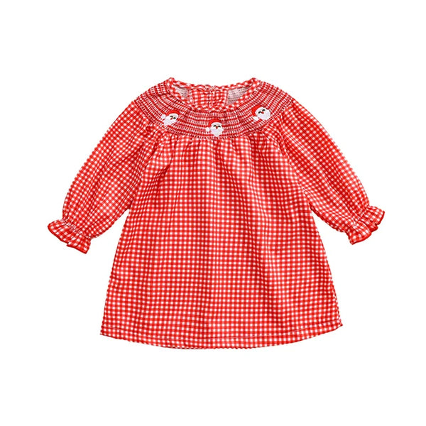 Plaid Smocked Santas Dresses (4 Colors) - PREORDER