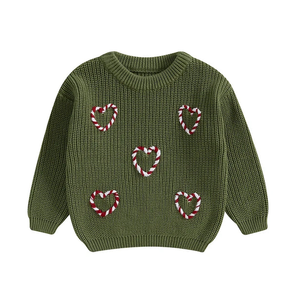 Candy Cane Hearts Knit Sweaters (4 Colors) - PREORDER