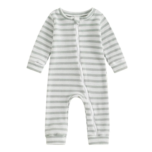 Solid Striped Waffle Rompers (4 Colors) - PREORDER