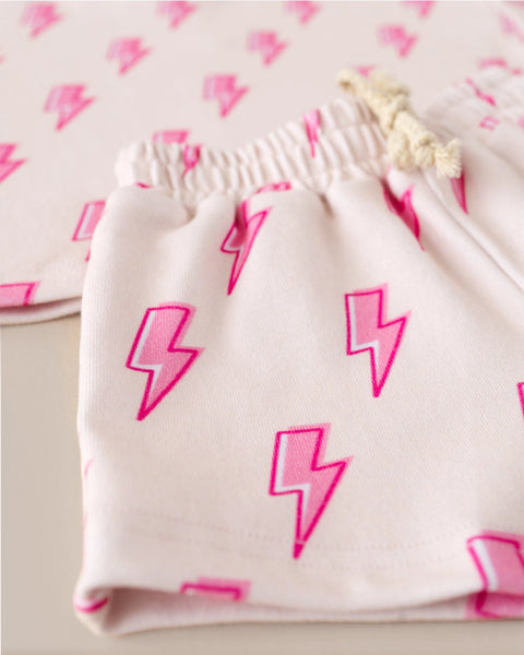 Top & Shorts Set | Pink Bolts - PREORDER