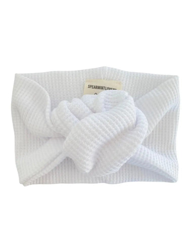 Waffle Turban Bow | Lucent White - PREORDER