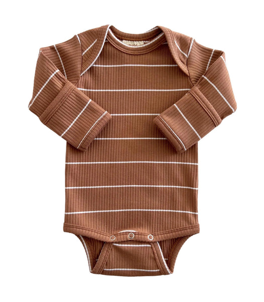 Ribbed Long Sleeve Bodysuit | Saddle Stripes - PREORDER