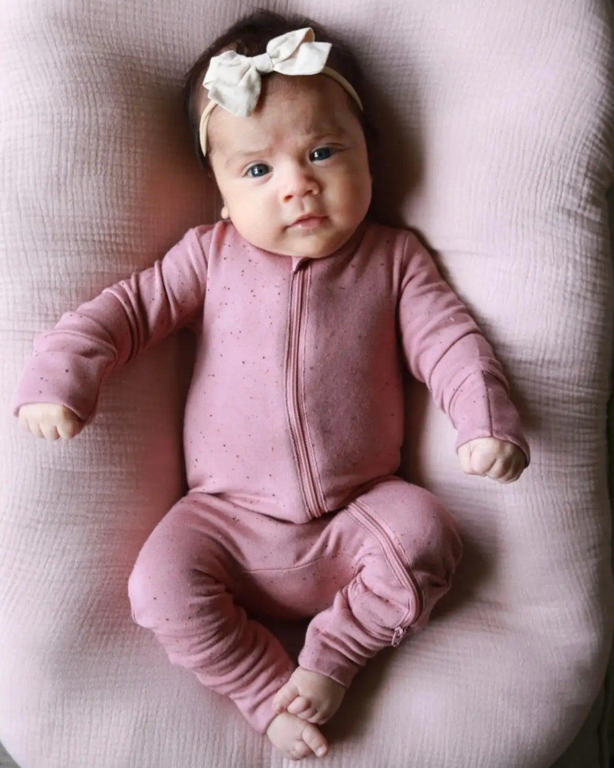 Speckle Zip Romper | Mauve - PREORDER