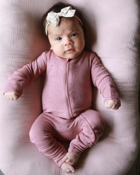 Speckle Zip Romper | Mauve - PREORDER
