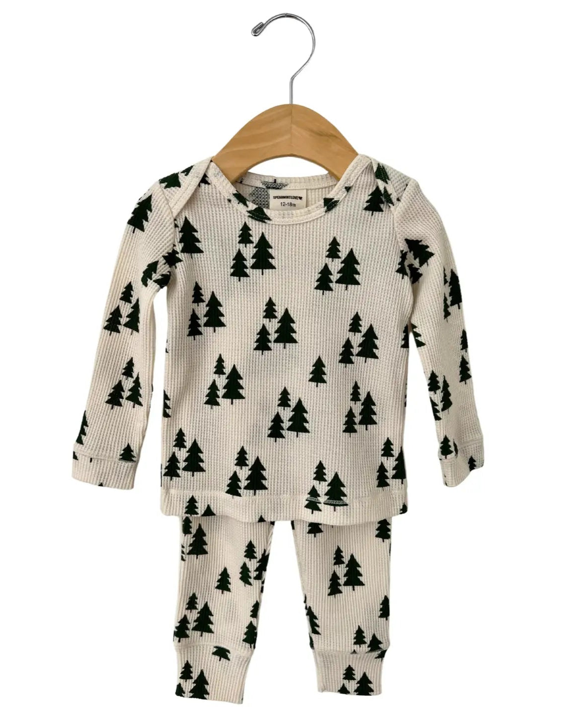 Waffle Top & Pants Set | Green Christmas Trees - PREORDER