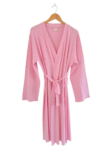 Organic Pointelle Women's Robe | Pink w/ White Heart - PREORDER