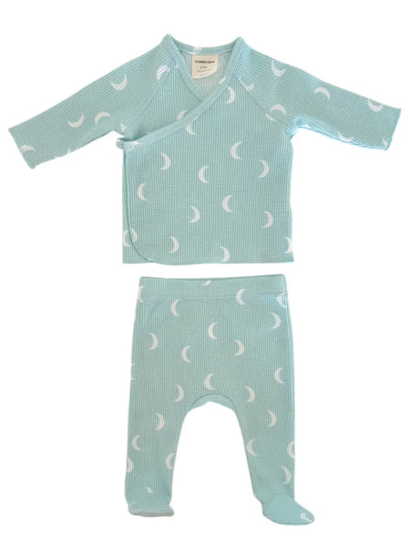 Waffle Kimono & Pant Set | Light Blue Moon - PREORDER