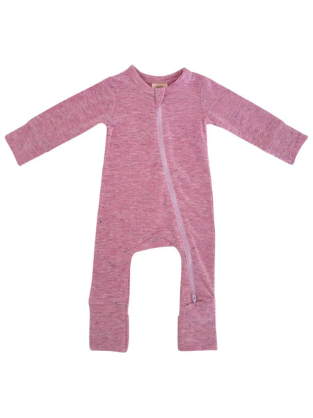 Speckle Zip Romper | Pink - PREORDER