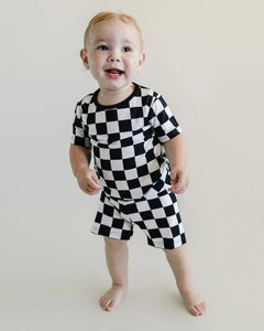 Bamboo Checkered Top & Pants Set | Black - PREORDER