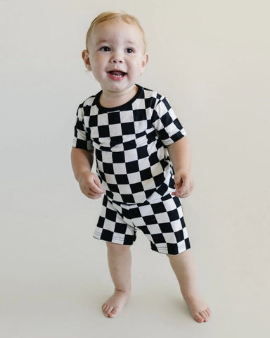 Bamboo Checkered Top & Pants Set | Black - PREORDER