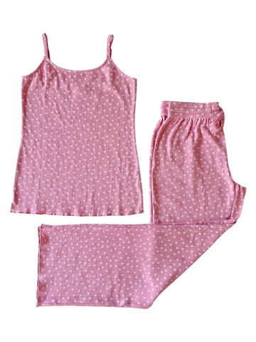 Organic Pointelle Women's Cami Lounge Set | Pink Flower - PREORDER