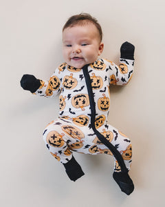 Bamboo Zip Romper | Black Pumpkins - PREORDER
