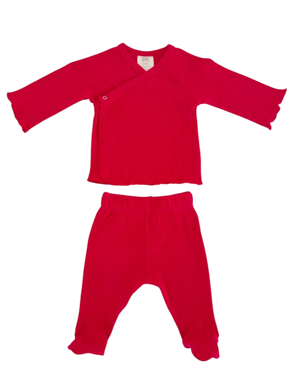 Organic Pointelle Kimono & Pant Set | Red - PREORDER
