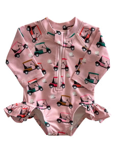 Skipper Rashguard Swimsuit | Pink Golf Cart - PREORDER