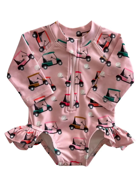 Skipper Rashguard Swimsuit | Pink Golf Cart - PREORDER