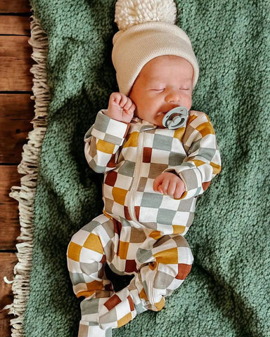 Zip Footie Romper | Cannoli Checkerboard - PREORDER