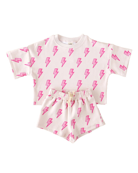 Top & Shorts Set | Pink Bolts - PREORDER