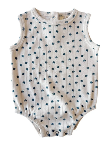 Organic Pointelle Dune Bubble | Blue Flower - PREORDER