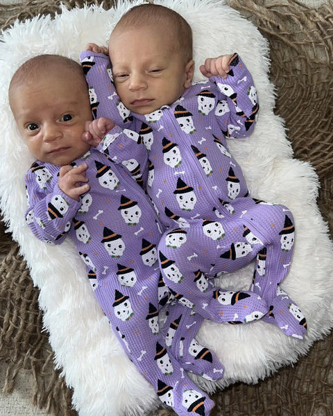 Waffle Zip Footie Romper | Spooky Skeleton - PREORDER