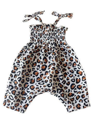 Smocked Ruffle Jumpsuit | Leopard - PREORDER