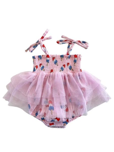 Tutu Romper | Pink Red, White & Blue Popsicle - PREORDER