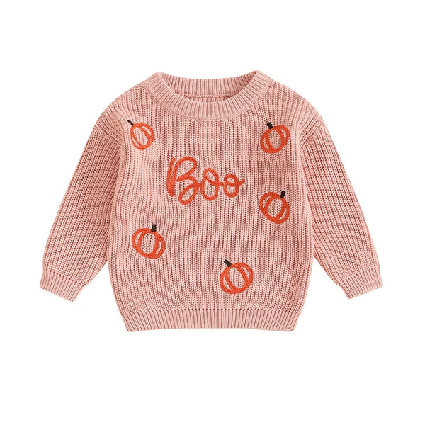 BOO Outline Pumpkins Knit Sweaters (5 Colors) - PREORDER