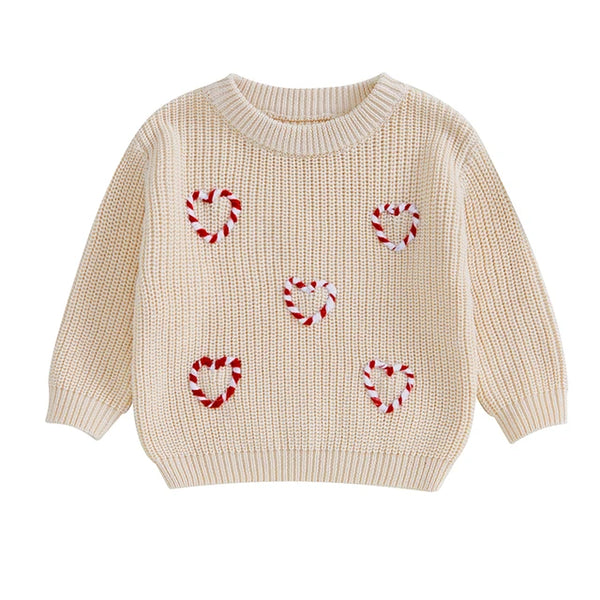 Candy Cane Hearts Knit Sweaters (4 Colors) - PREORDER