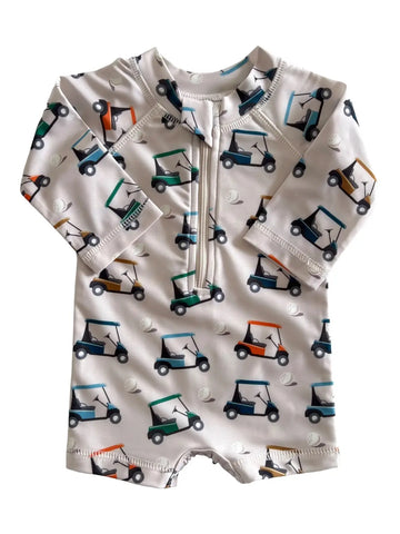 Sonny Rashguard Swimsuit | White Golf Cart - PREORDER