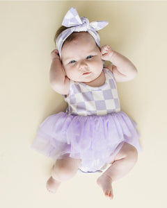 Checkered Tutu Romper | Purple - PREORDER