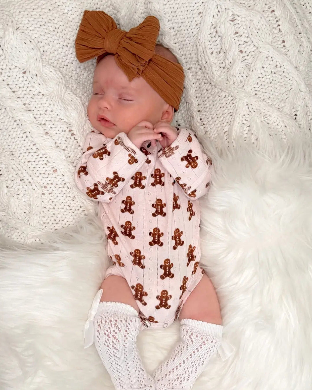 Organic Pointelle Long Sleeve Bodysuit | Blush Gingerbread - PREORDER