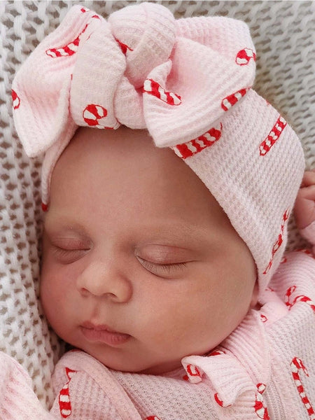 Waffle Knot Bow | Pink Candy Cane - PREORDER