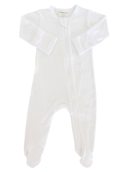 Zip Footie Romper | White - PREORDER