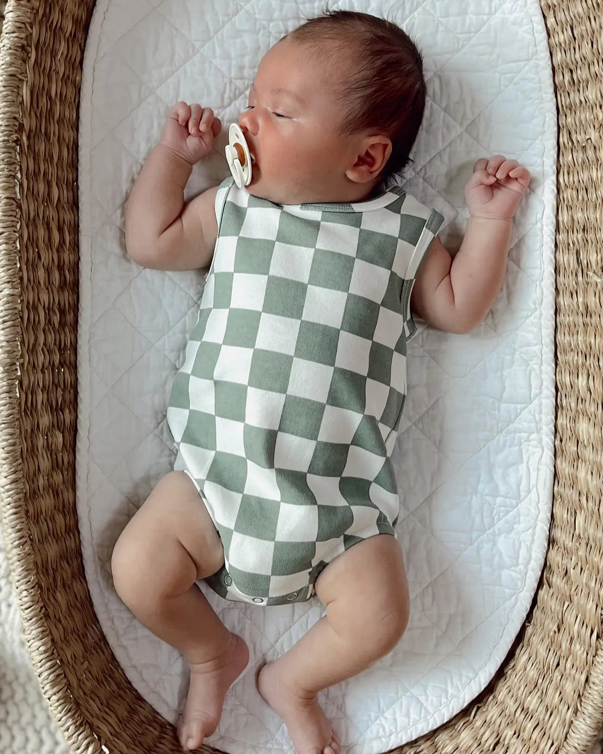Tank Bubble Romper | Matcha Milkshake Checkerboard - PREORDER