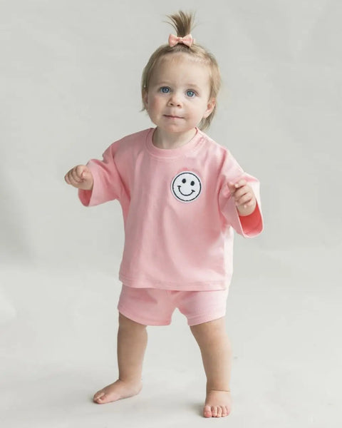 Top & Shorts Set | Smiley Pink Peach - PREORDER