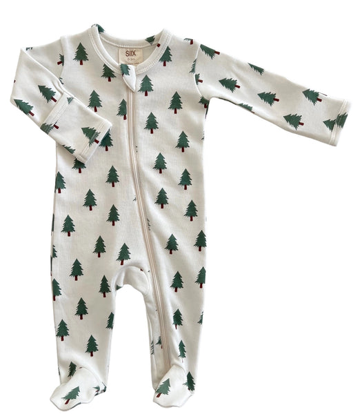 Zip Footie Romper | Trees - PREORDER