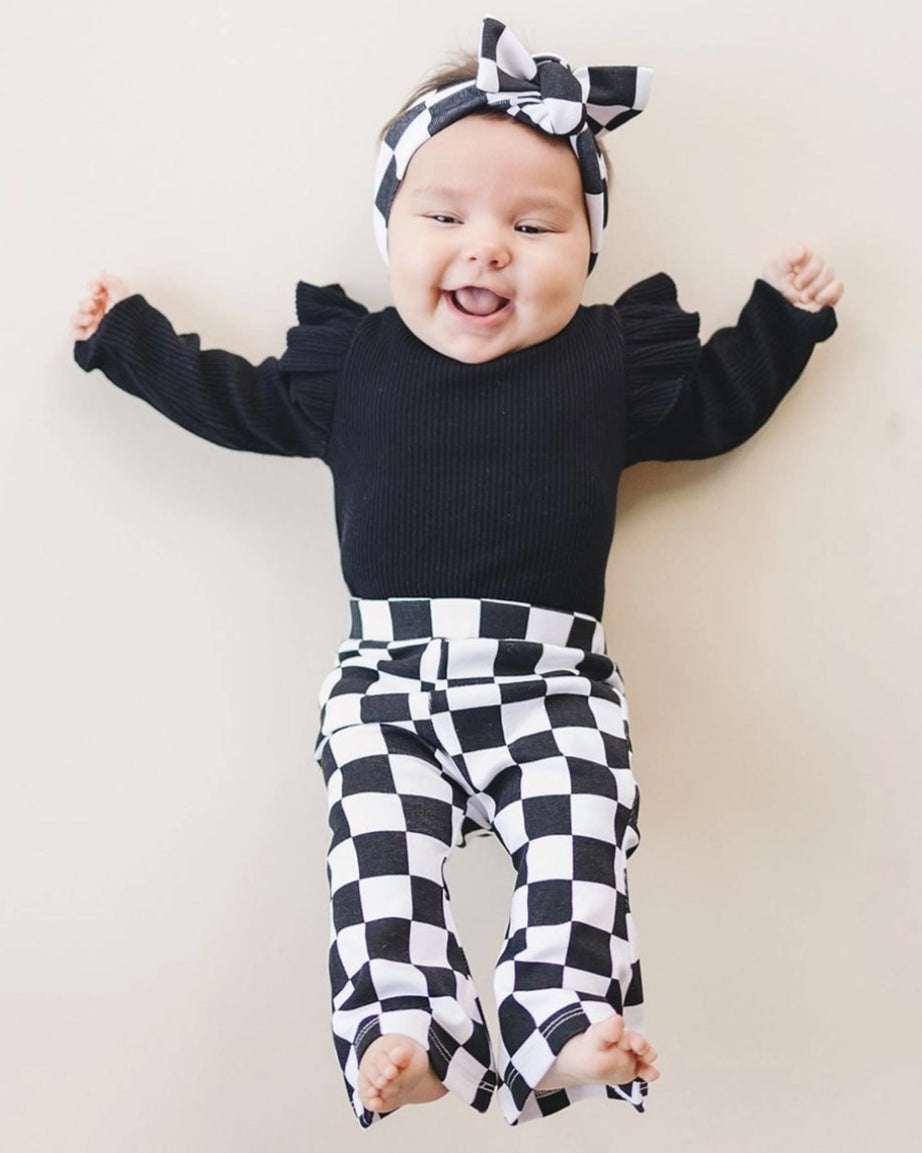 Checkered Flare Pants | Black - PREORDER