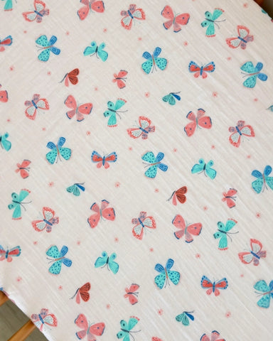 Muslin Crib Sheet | Whimsical Butterflies - PREORDER