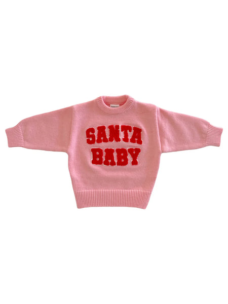 MINI Knit Sweater | Pink Santa Baby - PREORDER