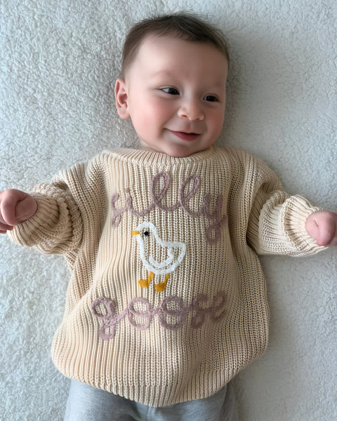 Chunky Knit Sweater | Beige Silly Goose - PREORDER