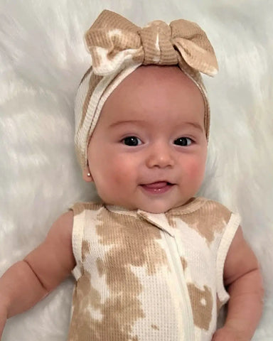 Waffle Knot Bow | Almond Tie Dye - PREORDER
