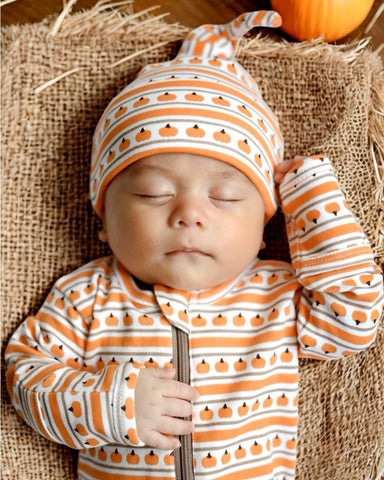 Beanie Hat | Orange Pumpkin Stripe - PREORDER
