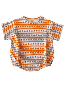 Bubble Romper | Orange Pumpkin Stripe - PREORDER