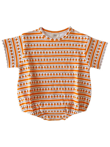 Bubble Romper | Orange Pumpkin Stripe - PREORDER