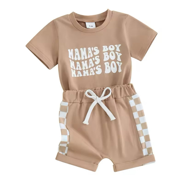 Mamas Boy Checkered Short Outfits (3 Colors) - PREORDER