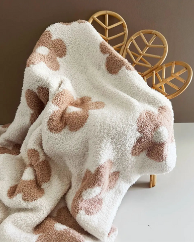 Daisy Plush Baby Blanket | Latte - PREORDER